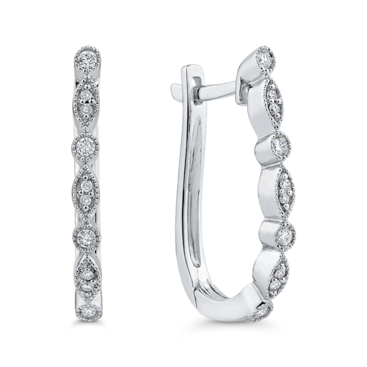 The Nicole Earrings | 0.15ct Lab Diamond Marquise & Round Huggie Hoops