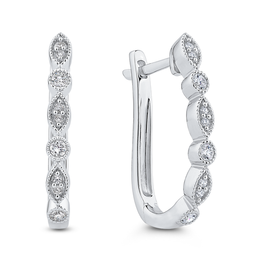 The Nicole Earrings | 0.25ct Lab Diamond Marquise & Round Huggie Hoops