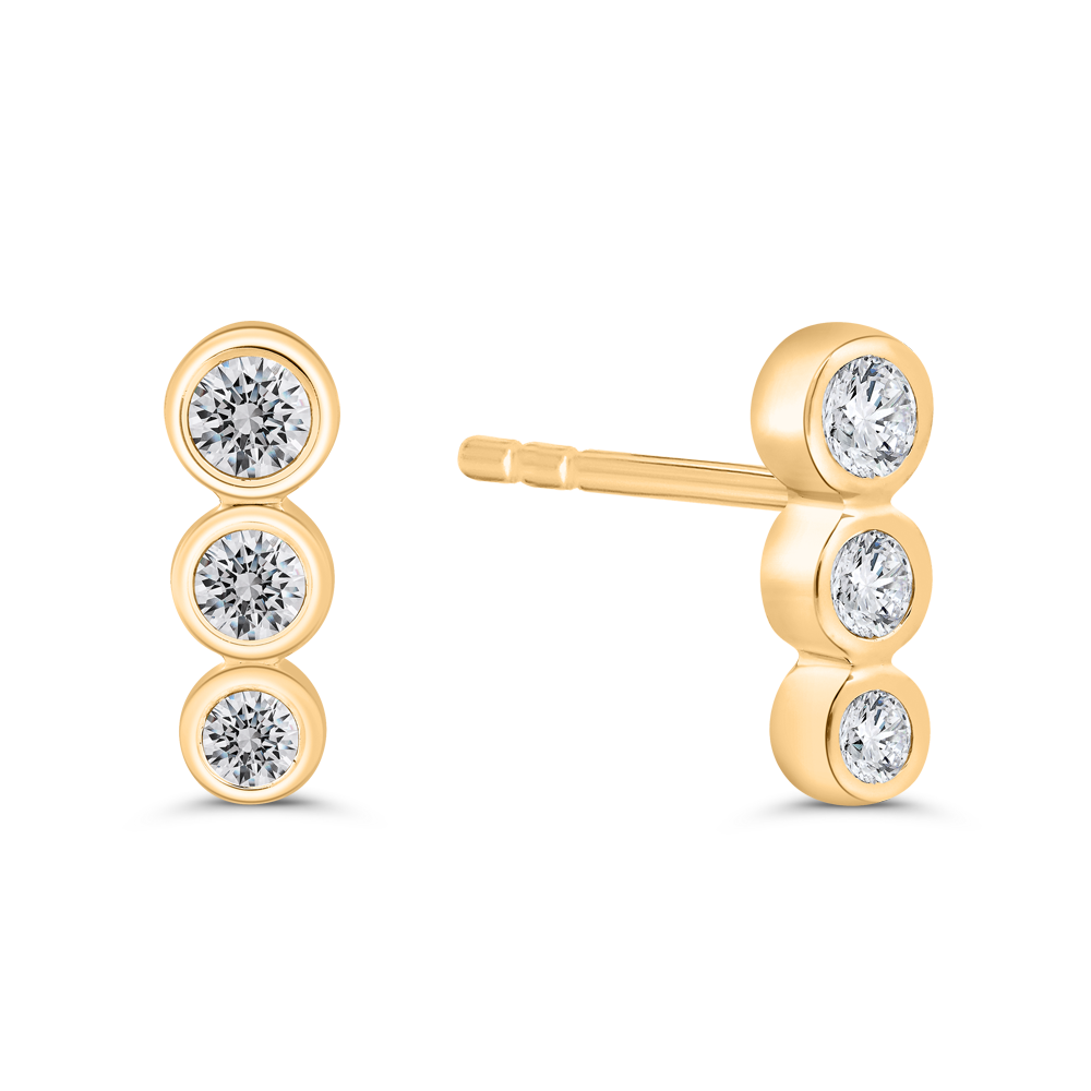 The Isla Earrings | Lab Diamond Round Brilliant Cut 9ct Yellow Gold Stud Trio