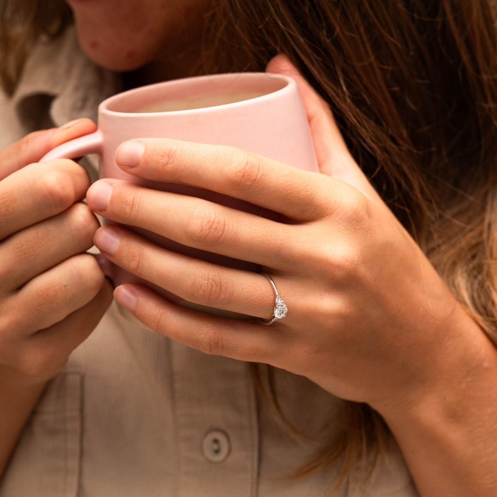 The Abi Ring | Round Lab Diamond Baguette Accented Engagement