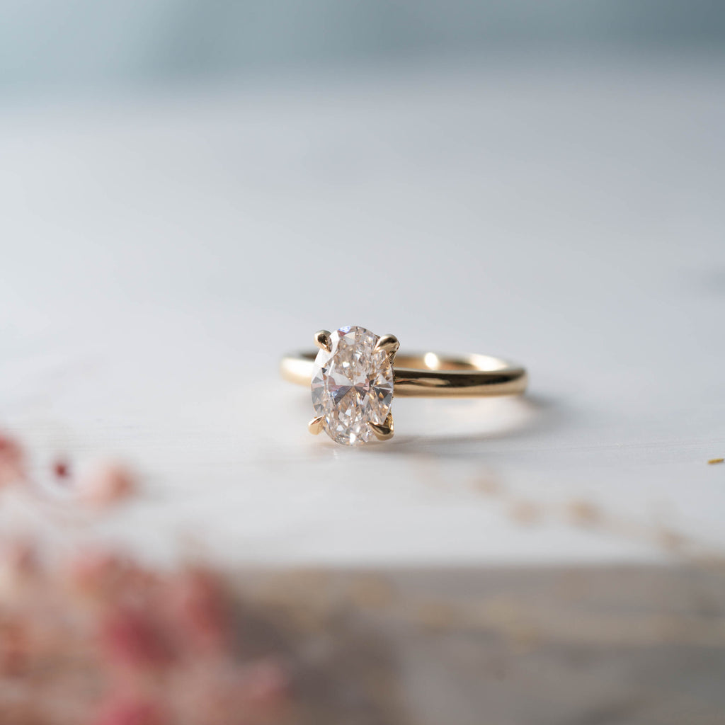 The Sira Ring | 1.12ct H VS1 Oval Cut Lab Diamond Hidden Halo Engagement Solitaire