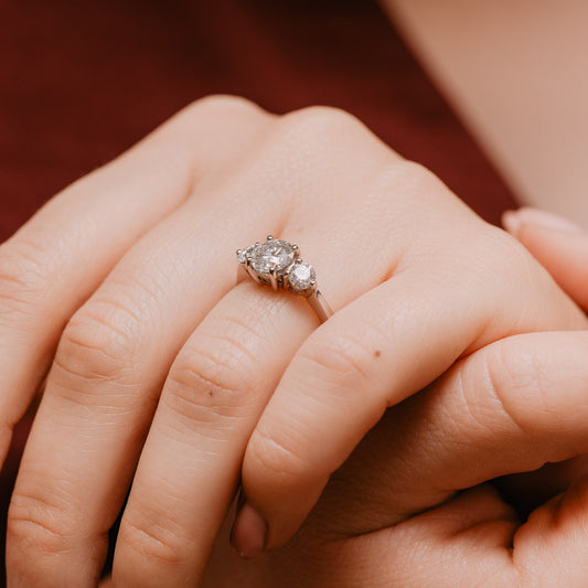 The Adora Ring | Moissanite Classic Round Cut Trilogy Engagement