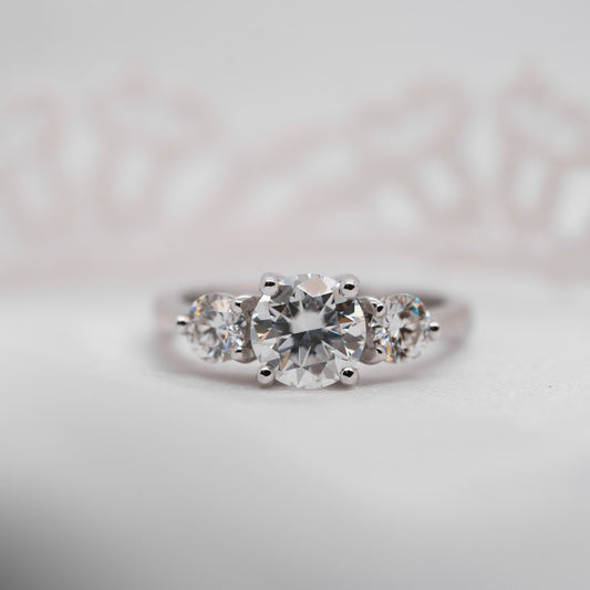 The Adora Ring | Moissanite Classic Round Cut Trilogy Engagement