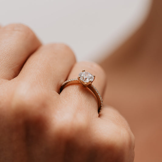 The Afonsa Ring | Moissanite & Diamond Nature Inspired Shoulder Set Engagement