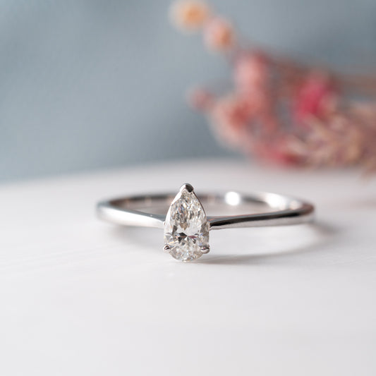 The Ali Ring | Pear Lab Diamond Dainty Engagement Solitaire