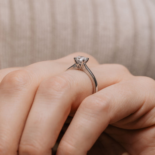 The Ana Ring | Round Moissanite Four Claw Engagement Solitaire