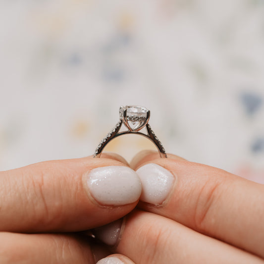 The Anabel Ring | Moissanite & Diamond Shoulder Set Hidden Halo Engagement