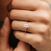 The Ares Ring |  Emerald Cut Lab Diamond Accented Art Deco Engagement