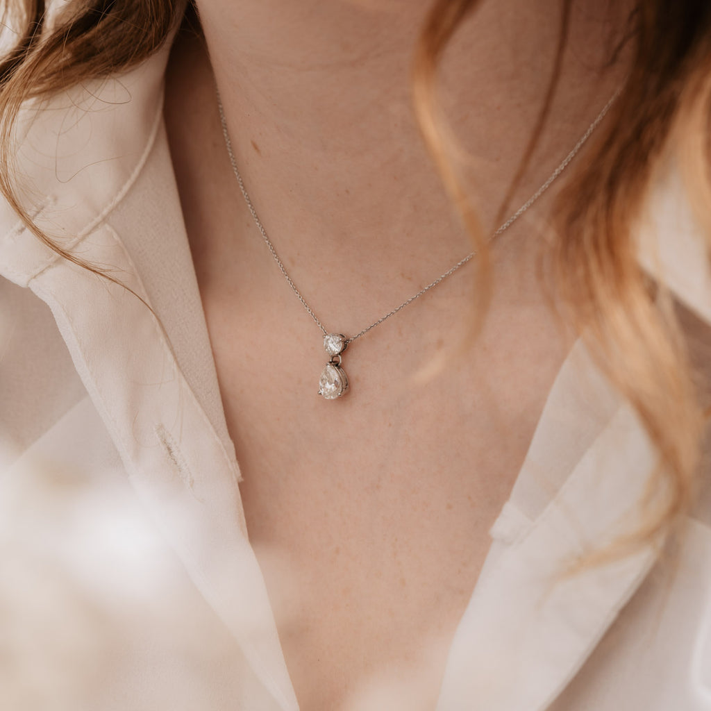 The Beau Pendant | Pear & Round Lab Diamond Classic Drop