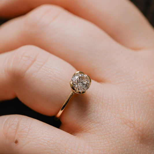 The Callis Ring | Round Lab Diamond Petal Engagement Solitaire