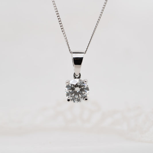 The Charlotte Pendant | Round Moissanite Four Claw Classic