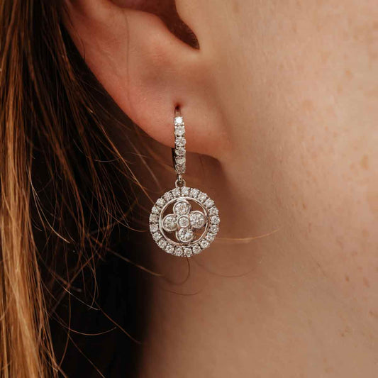 The Clover Earrings | 2.65ct VVS E-F Lab Grown Diamond Pavé Set 14k White Gold