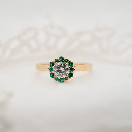 The Dahlia Ring | Lab Diamond Hexagonal Engagement Halo