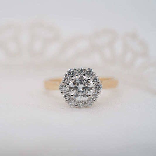 The Dahlia Ring | Lab Diamond Hexagonal Engagement Halo