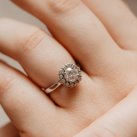 The Dahlia Ring | Lab Diamond Hexagonal Engagement Halo