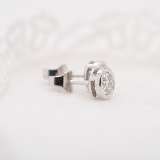 The Delaynie Earrings | Round Lab Diamond Bezel Solitaire Studs