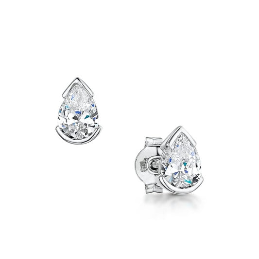 The Emelina Earrings | Pear Lab Diamond Bezel Solitaire Studs