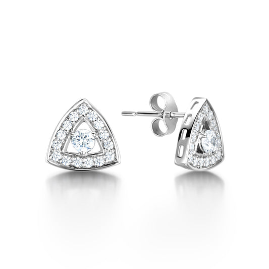 The Sienna Earrings | Moissanite & Lab Diamond Halo Shield Earrings