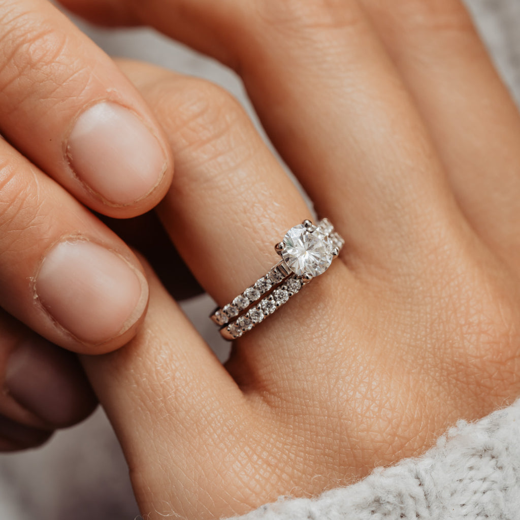 The Estella Ring | Lab Diamond Round Shoulder Set Engagement