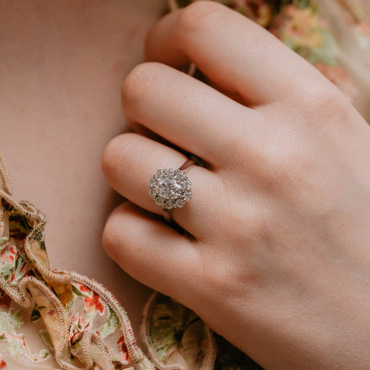 The Fleur Ring | Lab Diamond Vintage Style Oval Engagement Halo