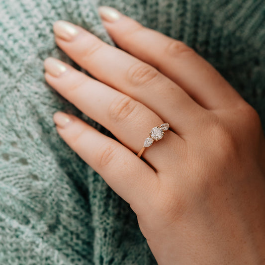 The Georgia Ring | Lab Diamond Round & Pear Graduated Engagement Trilogy