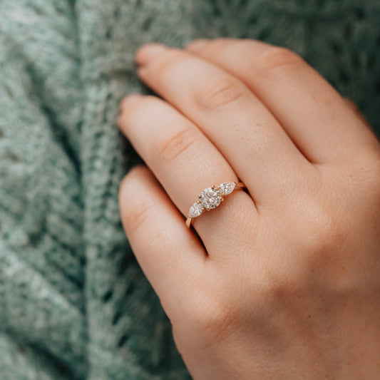 The Georgia Ring | Lab Diamond Round & Pear Graduated Engagement Trilogy