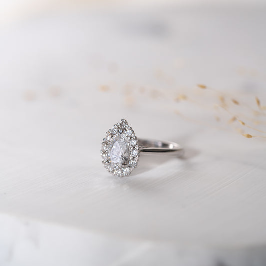 The Hala Ring | Lab Diamond Pear Cut Engagement Halo