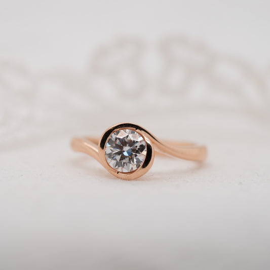 The Kalika Ring | Round Moissanite Nature Inspired Engagement Solitaire
