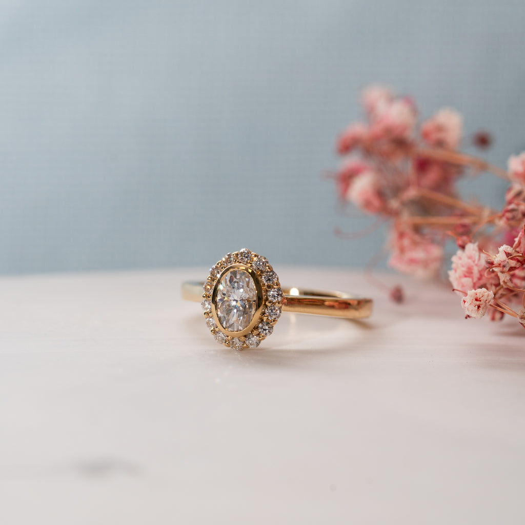 The Lenore Ring | Lab Diamond Oval Cut Engagement Halo