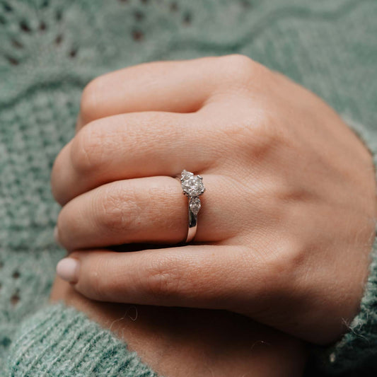 The Madison Ring | Moissanite Round & Pear Engagement Trilogy