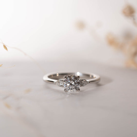 The Mei Ring | Round & Pear Lab Diamond Engagement Trilogy