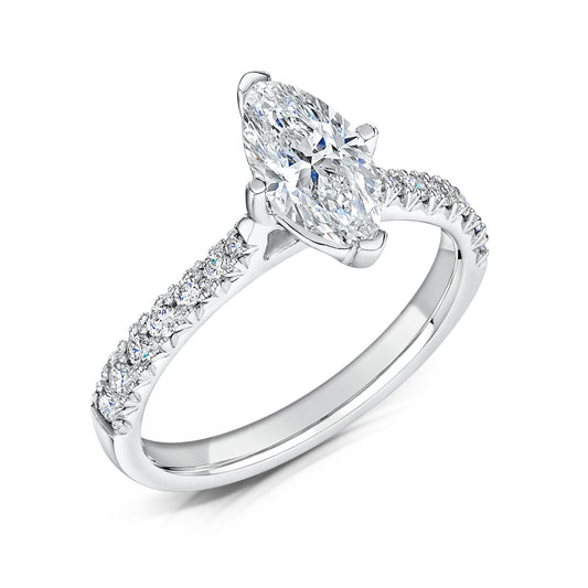 The Nouveau Ring  | Lab Diamond Marquise Shoulder Set Engagement Solitaire