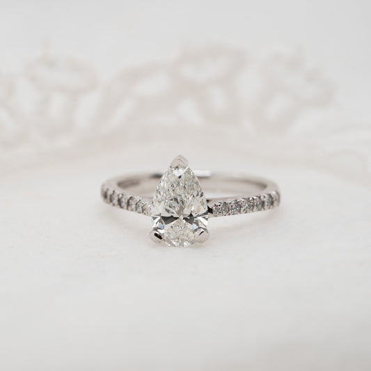 The Nouveau Ring | Lab Diamond Pear Cut Shoulder Set Engagement