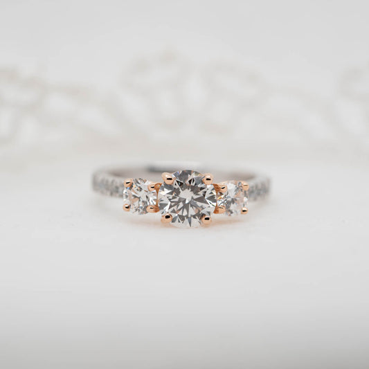 The Nouveau Ring | Moissanite & Diamond Shoulder Set Engagement Trilogy