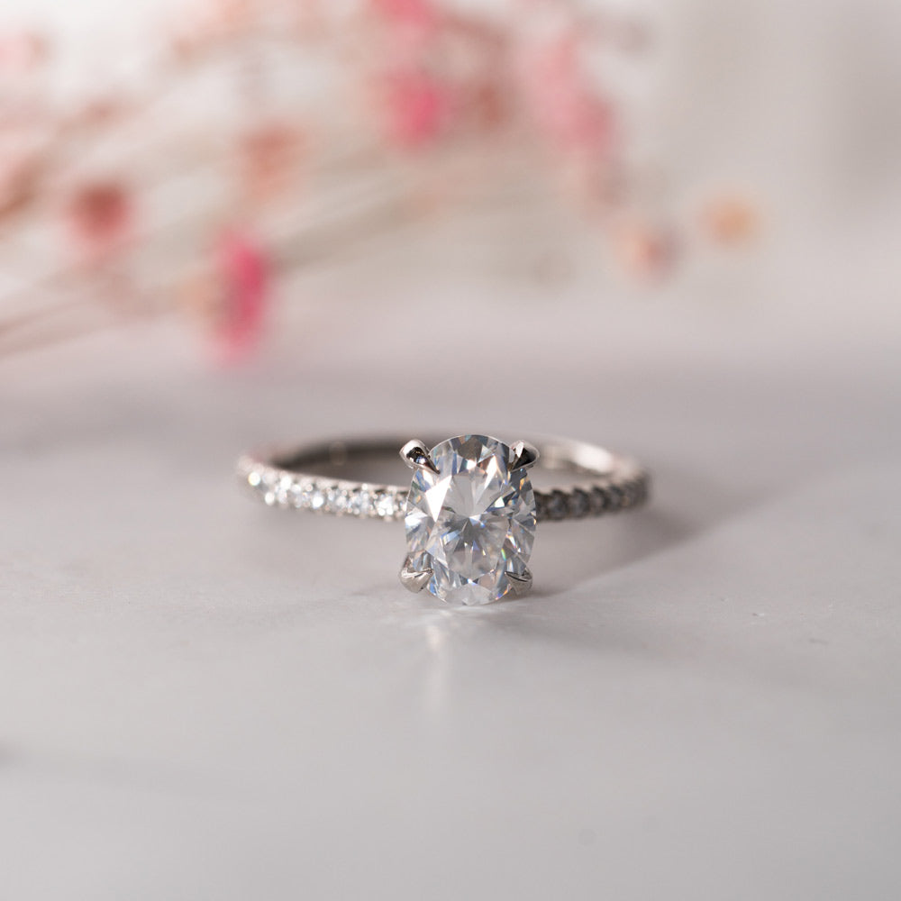 The Nuki Ring | Lab Diamond Oval Hidden Halo Shoulder Set Engagement