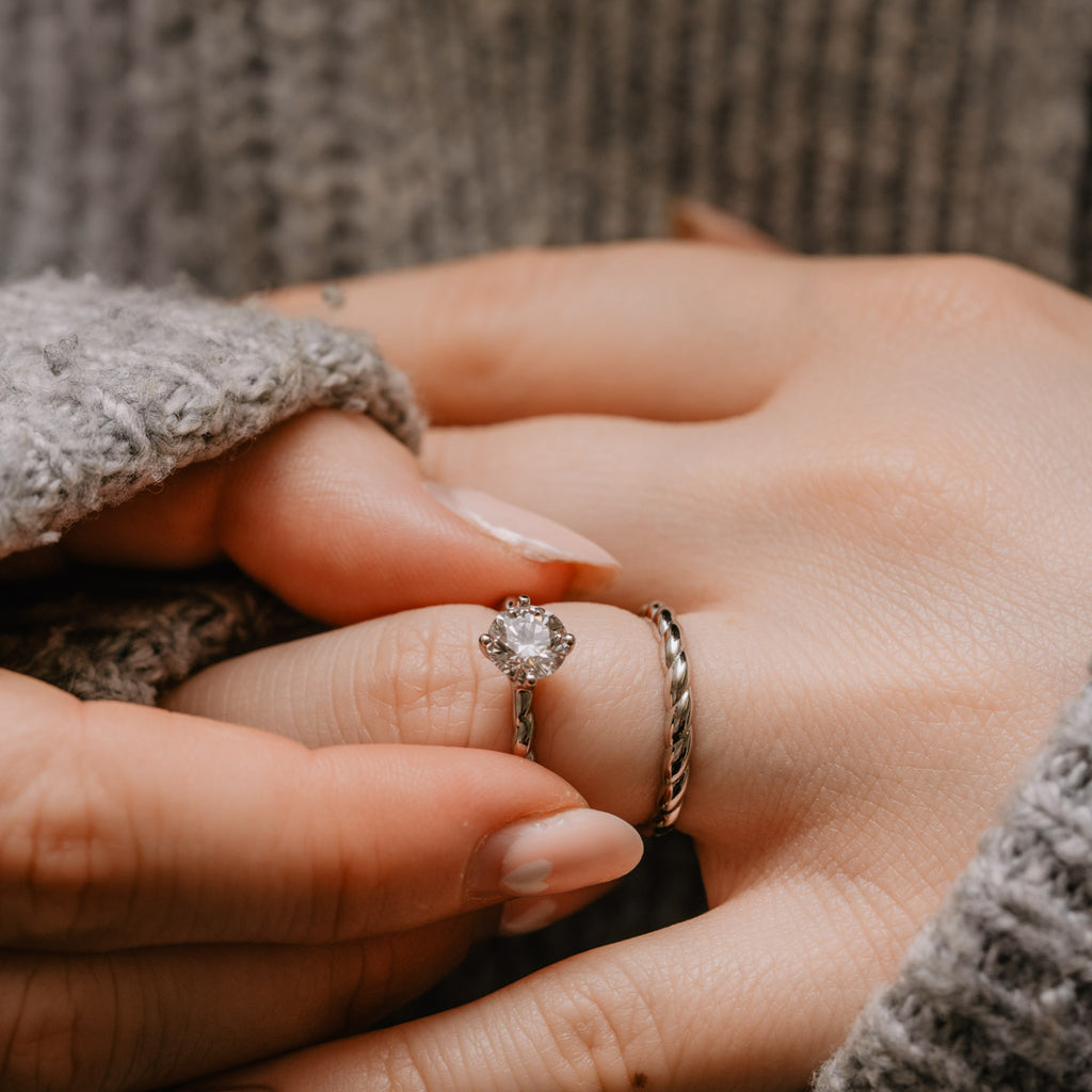 The Ophelia Wedding Ring | Matching Bridal Rope Twist Band