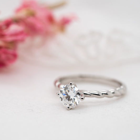 The Ophelia Ring | Round Cut Lab Diamond Twisted Engagement Solitaire