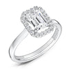 The Rose Ring | Moissanite & Diamond Emerald Cut Engagement Halo