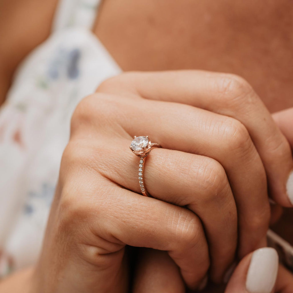 The Aaro Ring | Round Lab Diamond Crossover Hidden Halo Engagement