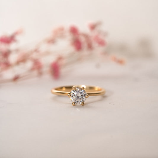 The Sissy Ring | Round Lab Diamond Petite Six Claw Engagement Solitaire