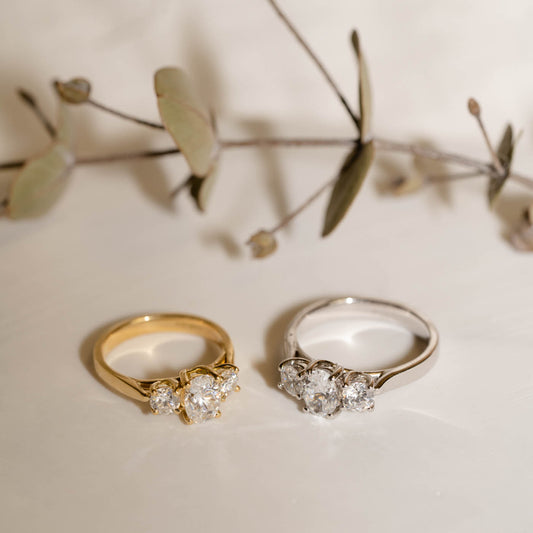 The Tessa Ring | Moissanite Oval & Round Graduated Engagement Trilogy