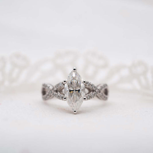 The Zelmera Ring | 2.35ct D-E VVS1 Marquise Cut 950 Platinum Shoulder Set Engagement