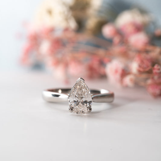 The Verbena Ring  | Moissanite Pear Cut Engagement Solitaire