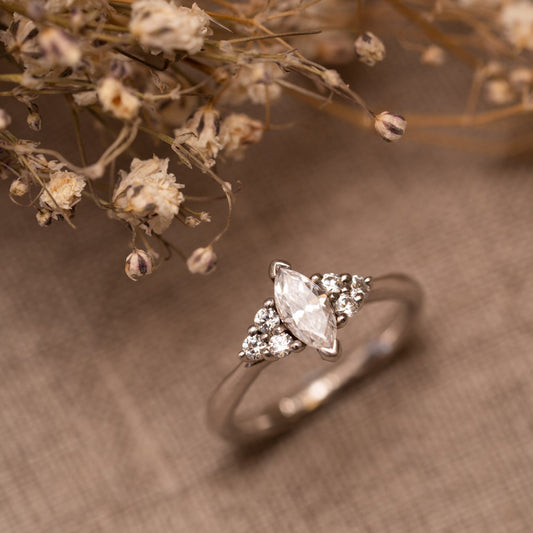 The Victoria Ring | Moissanite & Diamond Accented Marquise Engagement