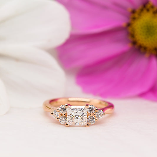 The Victoria Ring | Moissanite & Diamond Accented Princess Engagement