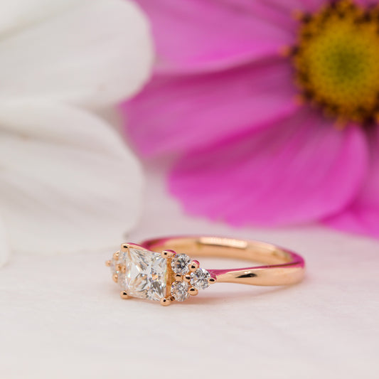 The Victoria Ring | Moissanite & Diamond Accented Princess Engagement