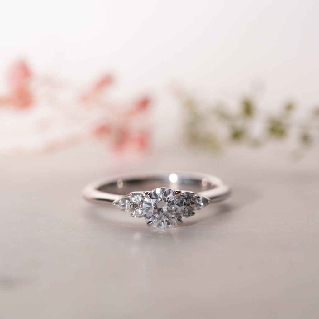 The Farah Ring | Round & Pear Lab Diamond Accented Engagement