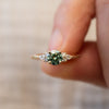 The Farah Ring | 0.98ct Seafoam Moissanite & Lab Diamond Accented Engagement 18k Yellow Gold