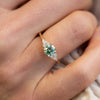 The Farah Ring | 0.98ct Seafoam Moissanite & Lab Diamond Accented Engagement Ring