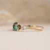 The Farah Ring | 0.98ct Seafoam Moissanite & Lab Diamond Accented Engagement 18k Yellow Gold